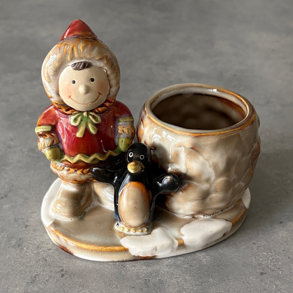Yankee Candle Co. Girl With Penguin Tea Light Holder Designed By Ronnie Walter